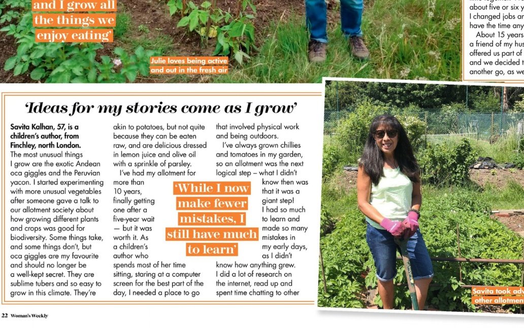 I'm in Woman's Weekly this week! Talking about my allotment and stories, and what my allotment means to me. Plus the ever expanding area I devote to the delicious  Oca Giggles - I can't grow enough of it! 
#allotment #ocagiggles #homegrown #womansweeklymagazine #childrenswriter