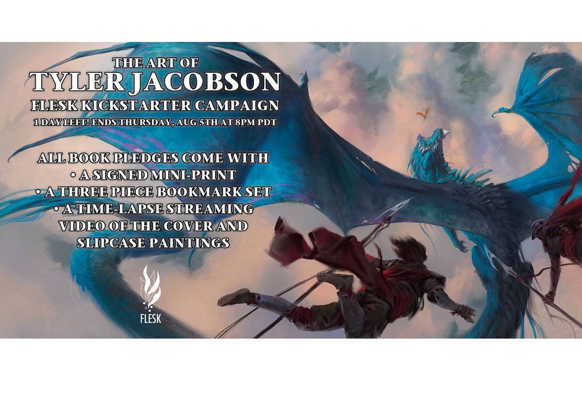 jacobsontyler's tweet photo. Just 1 day left! Our Art of Tyler Jacobson Kickstarter campaign ends tomorrow at 8:00PM PDT.
Thanks to the 725 backers who have pledged to date!
Here's the link to learn more:
https://t.co/Pxdfibk6uI
#artbook #tylerjacobson #theartoftylerjacobson
#fleskpublications https://t.co/s0IvFaO47e