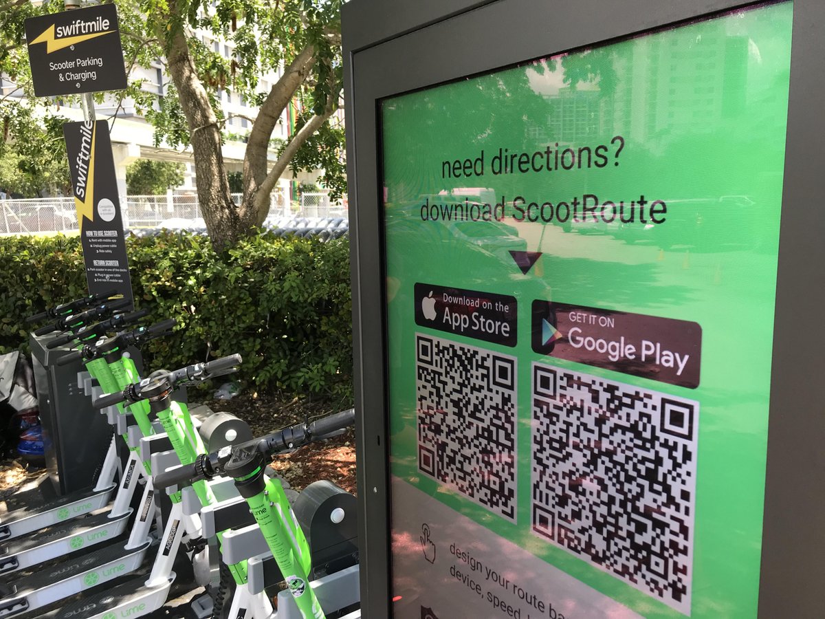 goswiftmile's tweet photo. Charge up with Swiftmile, speed up with ScootRoute. The best navigation app for micromobility. Check out how to download at our charging stations at REEF Kitchens Miami! ⚡️🛵
#swiftmile #ScootRoute #Micromobility #Sustainability #DigitalSignage #Miami https://t.co/FaOLZ9faXQ