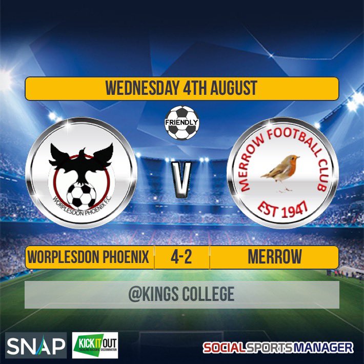 wpfcfirstteam's tweet photo. ⚽️⚽️First pre season game saw us 3-0 up at halftime against former Elite league @Merrow_fc 11 changes for the 2nd half of mainly new players saw the game finish 4-2 Goals 1 x 25 yard lob @AFC_Pearce, 2 x @jly02__  1 x Ryan Fraser #UTP 🔴⚫️🔵⚫️⚽️⚽️ https://t.co/uskMKcIAy7