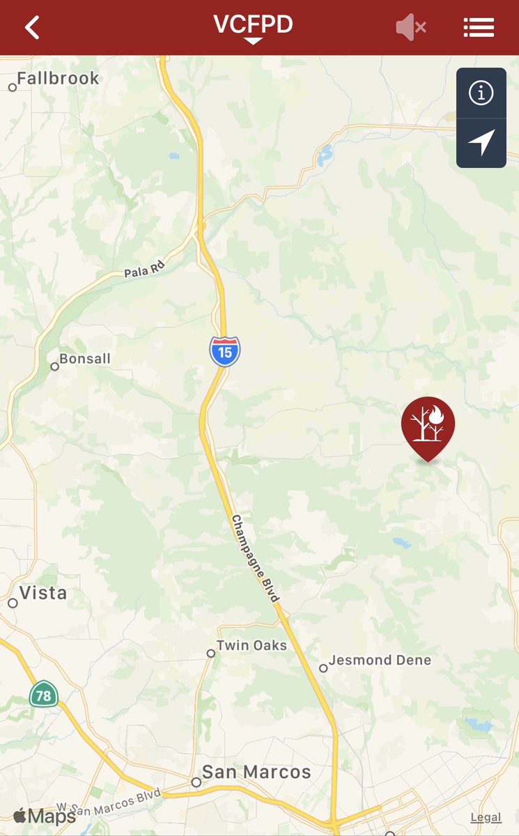 NorthCountyFire's tweet image. .@vcfpd and @CALFIRESANDIEGO are on scene of a vegetation fire in the area of the 12000 block of Fry Lane in Valley Center. Smoke may be visible but there is no fire threat to our district at this time. #CastleFire