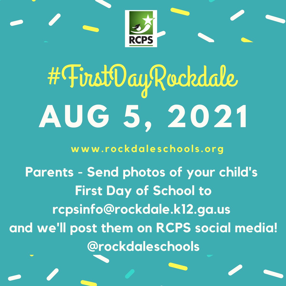 Rockdale County Public Schools (@rockdaleschools) on Twitter photo It’s almost here! RCPS First Day of School is tomorrow, Thursday, August 5, 2021! Parents, send your #FirstDayRockdale pictures to rcpsinfo@rockdale.k12.ga.us and we'll post them here! It’s almost here! RCPS First Day of School is tomorrow, Thursday, August 5, 2021! Parents, send your #FirstDayRockdale pictures to rcpsinfo@rockdale.k12.ga.us and we'll post them here!