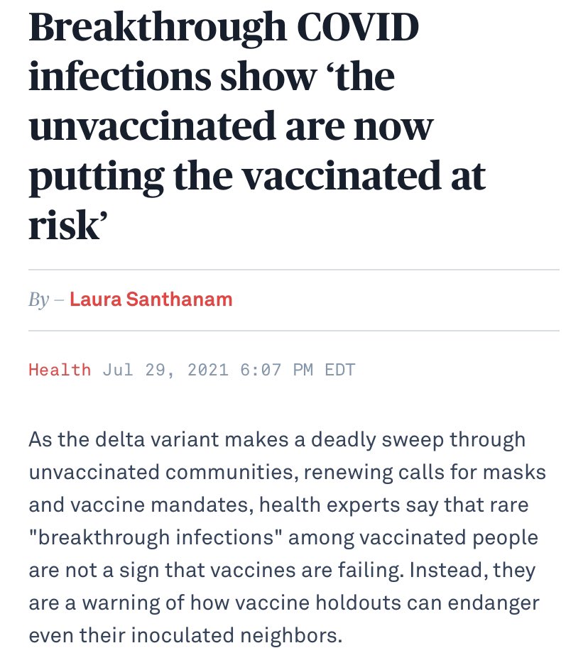 You seriously cannot make this shit up - 'unvaccinated' is the new pandemic 👇🏼 How do 'unvaccinated' people cause breakthrough infections for vaccinated people?! (The absence of 'cause' can cause apparently 🤦🏼‍♂️)