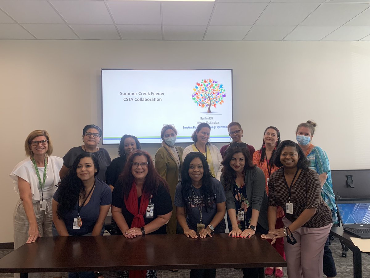.<a href="/5Humbleisd/">HumbleISD_EmpowerKids</a> The Summer Creek High School feeder pattern  is ready to rock this school year!  Super fun collaborative time with the 504 Specialists and the CSTA schedulers! <a href="/tishchia79/">Tischia</a> <a href="/pettersonash/">Ashley Petterson</a> <a href="/JIAnders_/">Jackie Anders Hovorka, M. Ed.</a> #HelpingHands #SCHSFeederPattern