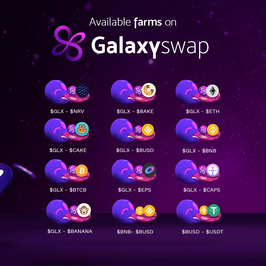 Our native token, Galaxia, is going to be listed on <a href="/ProBit_Exchange/">ProBit Global</a> and <a href="/CoinTigerEX/">CoinTiger</a>! Next stop, <a href="/cmclistings/">CoinMarketCap Listings</a> <a href="/coinlistings/">Coingecko Listings</a>. Buy Galaxia at exchange.galaxyswap.net/#/swap and start staking and farming! Check out our farming pairs! 

#Growth #DeFi #Binance #bnb #bsc #GalaxySwap #Galaxia