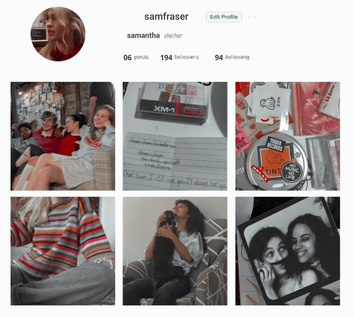 vpedrtti's tweet image. se a sam e a deena tivessem perfis no instagram seria assim