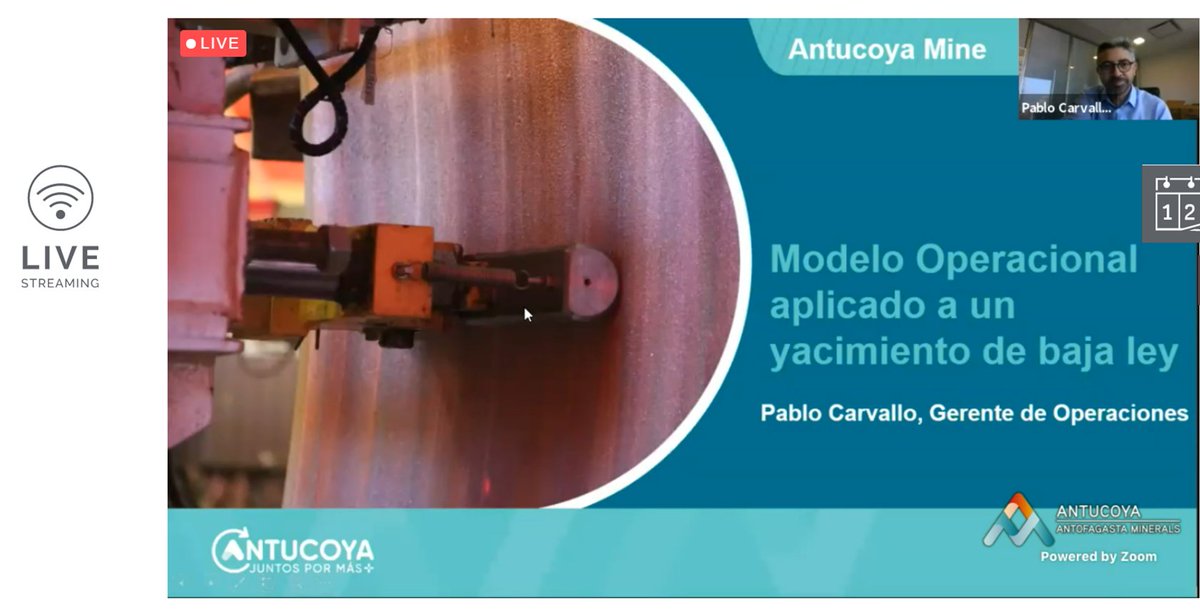 aminerals's tweet photo. Pablo Carvallo, gerente de Operaciones de #MineraAntucoya presentó, en la apertura del Seminario #Hydroprocess2021, el Modelo Operativo para un depósito de baja ley, destacando la iniciativa 32M que busca llevar a la operación a su máximo potencial de producción. https://t.co/eOhwKS43Mk
