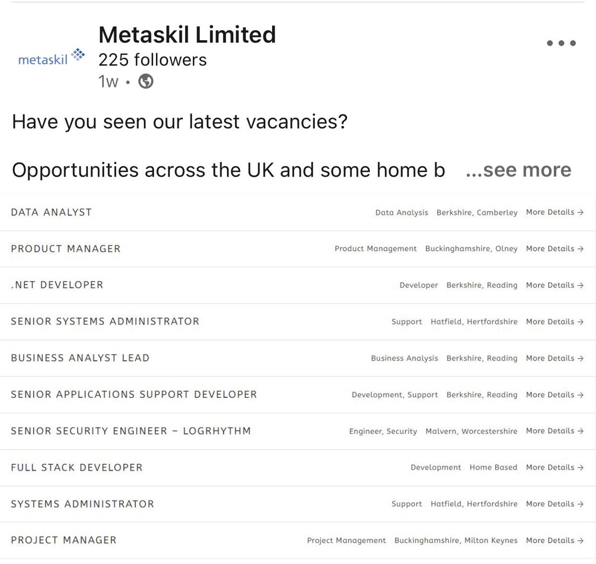 Lots of #itjobs opportunities check out metaskil.com/vacancies/