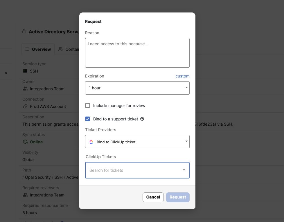 opal_sec's tweet photo. Natively bind #accessrequests in Opal to support tasks within @clickup. Eliminate manual approval processes and only grant access while the ticket is in progress. When the ticket is closed out, Opal ensures #privilegedaccess is revoked.
#startup #software #helpdesk #integration https://t.co/iLKbWgwk3i
