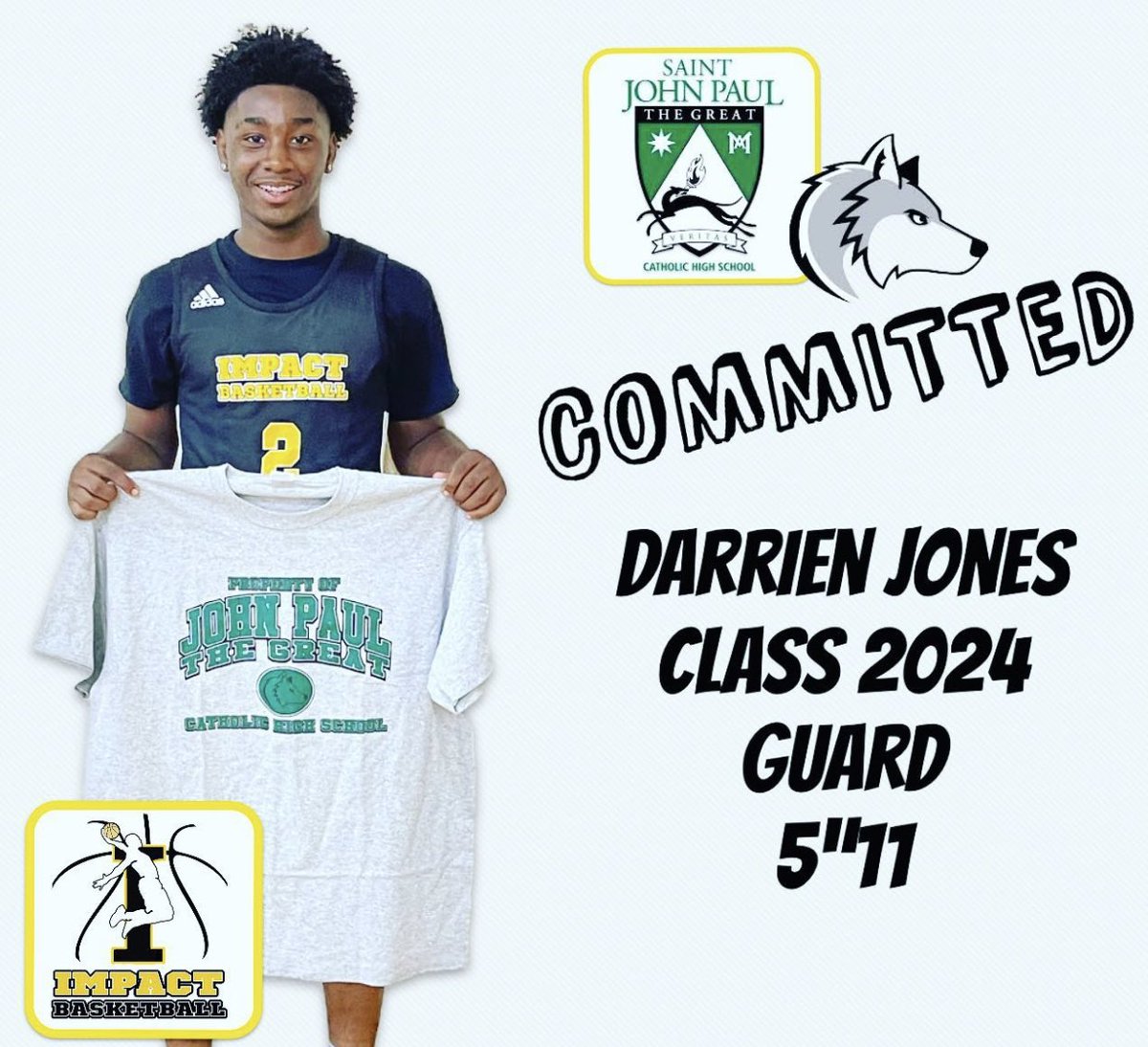 IMPACTBBALLVA's tweet photo. Congrats to our own Darrien Jones for being recruited by Saint John Paul the Great to continue his HighSchool basketball journey. We’re proud &amp; excited for you! He’s a defensive beast and a deep understanding of the game! #impactbasketball #johnpaul #privateschoollife #ballislife https://t.co/DBzhEJK5C3