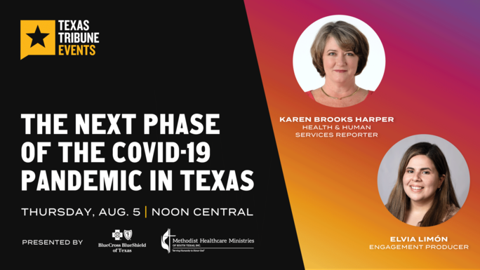 TexasTribune's tweet photo. COVID-19 is spreading rapidly, mostly among unvaccinated Texans. What might the next phase of the pandemic look like here?
@kbrooksharper + @elvialimon will discuss on Instagram Live Aug. 5. Tweet your questions for them with #AskTrib. https://t.co/S7yDZQeFzi https://t.co/BNPmmlmttJ