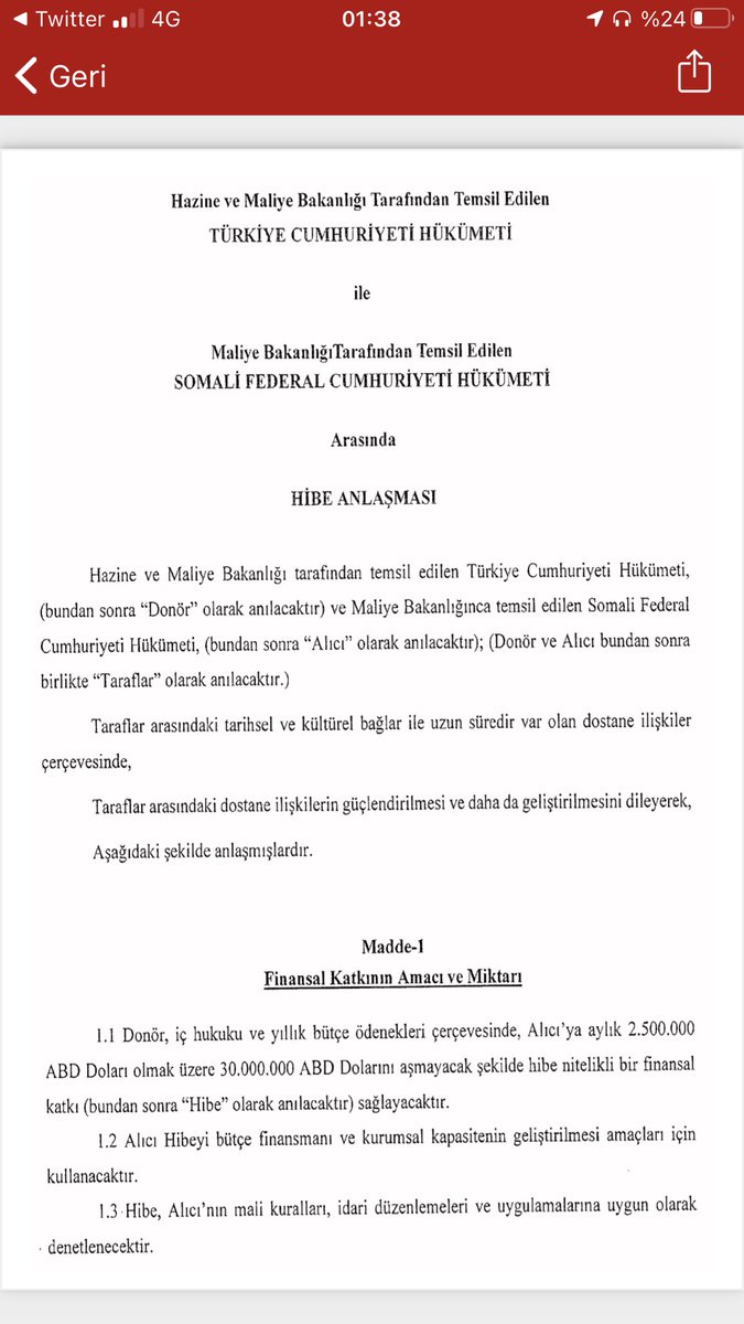 #SonDakika 4 milyon dolar olmadığı için THK’nım yangın söndürme uçakları uçmuyor ama biraz önce yayınlanan Cumhurbaşkanlığı kararnamesi ile; Türkiye Somali’ye aylık 2,5 milyon dolardan bir yılda 30 milyon dolar hibe yapacağını ilan etti!