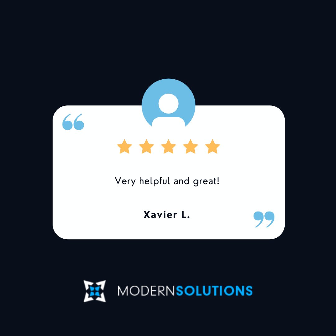 ModernSolutions's tweet image. Here&apos;s what Xavier had to say about Modern Solutions! 

See for yourself and start shopping today! modsol.co/shop