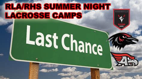 Last chance to register for the RLA RHS Summer Night Lacrosse Camp which will take place NEXT WEEK on the following nights: Monday August 9th through Thursday August 12th.

FOR MORE INFO &amp; TO REGISTER:

robbinsvillelax.com/Registration/D…

**DON'T MISS OUT ON SOME AWESOME LACROSSE FUN!**