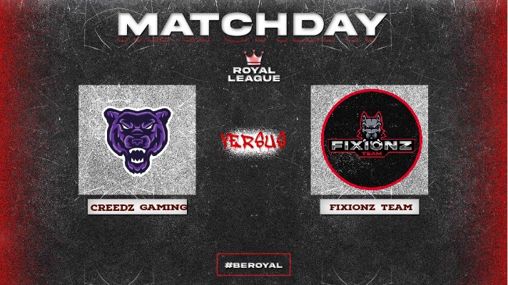 #MATCHDAY

HOY

Los chicos de <a href="/iCreeDz_xGaMinG/">CreeDz Gaming (de🏡)</a> se enfrentaran a #FixionZTeam por los playoff de la <a href="/RoyalLeague2/">Royal League</a> por la primera ronda ¿Quien pasara a la siguiente fase de los playoff?

<a href="/iCreeDz_xGaMinG/">CreeDz Gaming (de🏡)</a> 🆚 #FixionZTeam

⏰22:30🇨🇱 23:30🇦🇷
