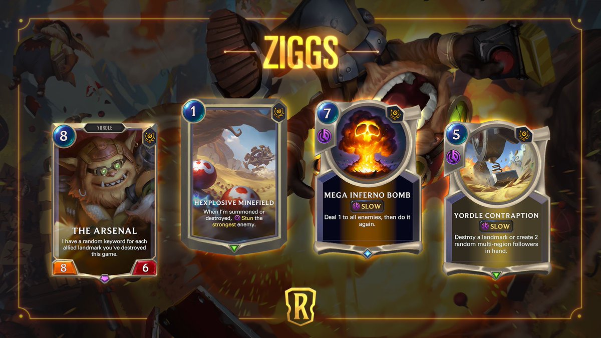 PlayRuneterra's tweet image. When everyone else zags, he Ziggs. See what his wrecking crew is up to in the Beyond the Bandlewood gallery: riot.com/37bgZs0