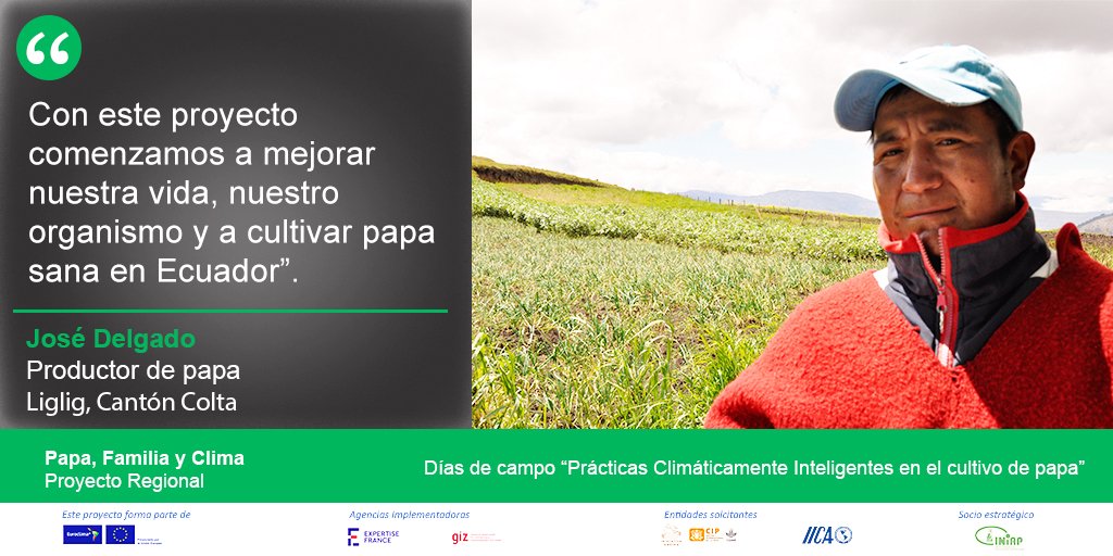 IniciativAndina's tweet photo. 🇪🇨En el día de campo @EUROCLIMA_UE_AL organizado por @Cipotato @IICAEcuador @INIAPECUADOR en la comunidad de Liglig en Chimborazo #Ecuador, productores de papa mostraron la aplicación de Buenas Prácticas de Agricultura Climáticamente Inteligente con testimonios de sus resultados https://t.co/sS7OSV4iuv