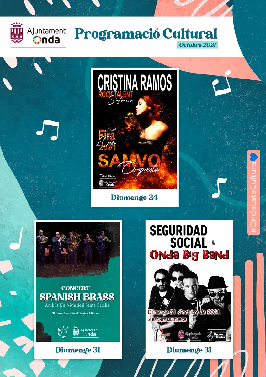 MariaPrades1's tweet photo. Programación de espectáculos culturales para la Fira de Onda 21', esperemos que la evolución de la pandemia sea muy positiva para poder disfrutar de todo lo que hemos preparado 😊
#OndaLateCultura💙 https://t.co/eIiKMyPc7A