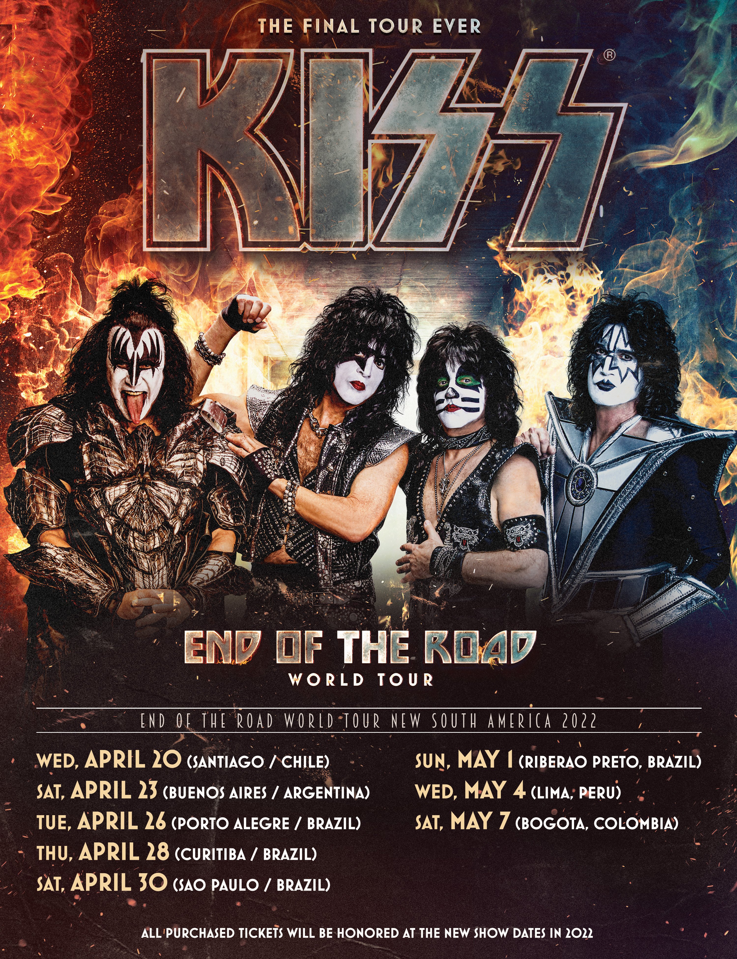 Kiss reprogramó para abril de 2022 su show despedida en Argentina