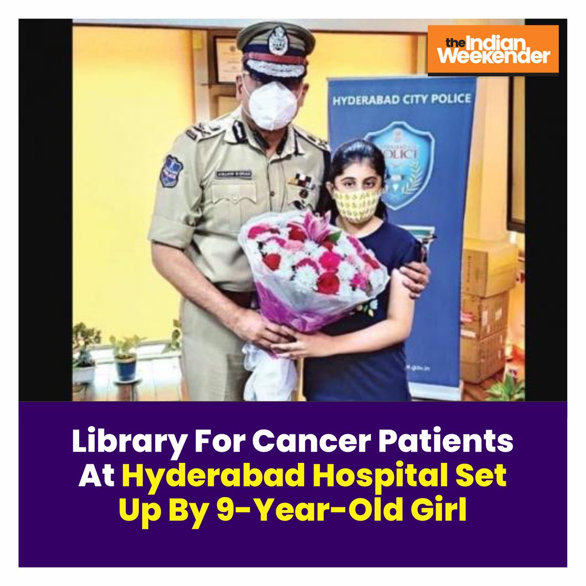 indianweekender's tweet image. Hyderabad Commissioner of Police Anjani Kumar was all praise for 9 year old Akarshana for collecting over a 1,000 books to set up a library at the MNJ Cancer Institute.

#hyderabad #comissioner #goodnews #library #cancerinstitute