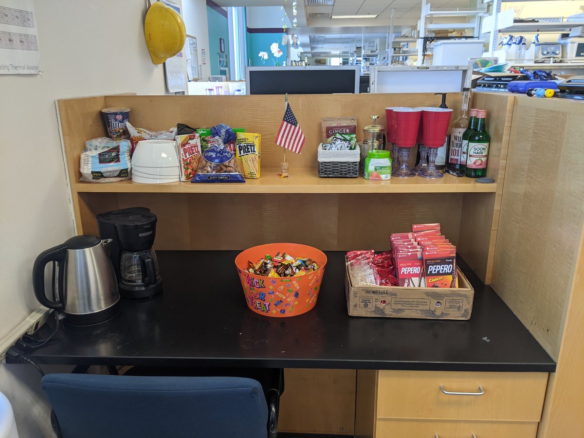 Been very focused on lab lately, including stocking our (individually wrapped) snack bar. 😎