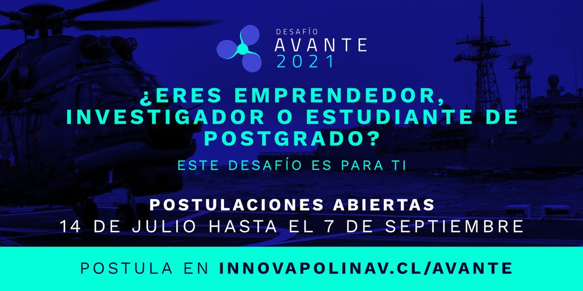 eoman's tweet image. ⚓#DesafíoAvante 
La @Armada_Chile busca una solución innovadora para tener respuesta eficaz a temas de mantenimiento y logística, reducir fallas y lograr un mejor uso de sus buques.
👉Más info en innovapolinav.cl/avante o knowhub.cl/dual-tech/  
#DualTech #innovación #ciencia