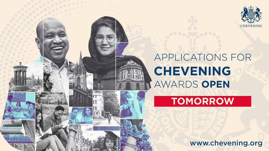 We’re excited to announce that applications for 2022-2023 Chevening Scholarships open from 3 August – 2 November! 👐
Start preparing your application for joining our global community today: Chevening.org