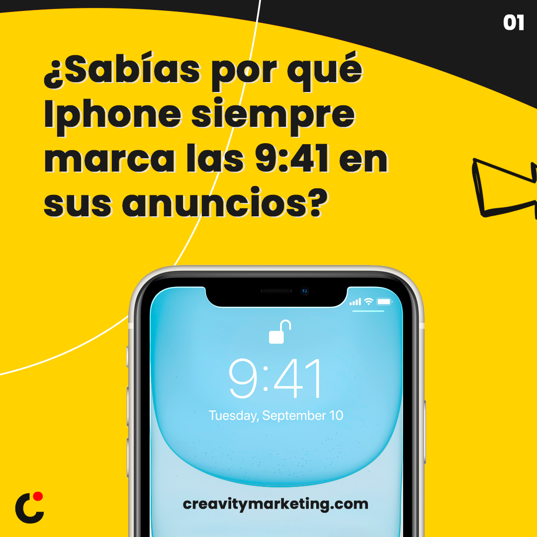 CreavityMKT's tweet photo. 🤔 ¿Por qué los iPhone siempre marcan las 9:41 en sus anuncios?
🧐 Probablemente no te hayas fijado en este detalle, y es que en cualquier anuncio o presentación de cualquier producto de la archiconocida marca Apple se muestra un espacio horario determinado: las 09.41h ⌚ https://t.co/v1cJjwB2Vt