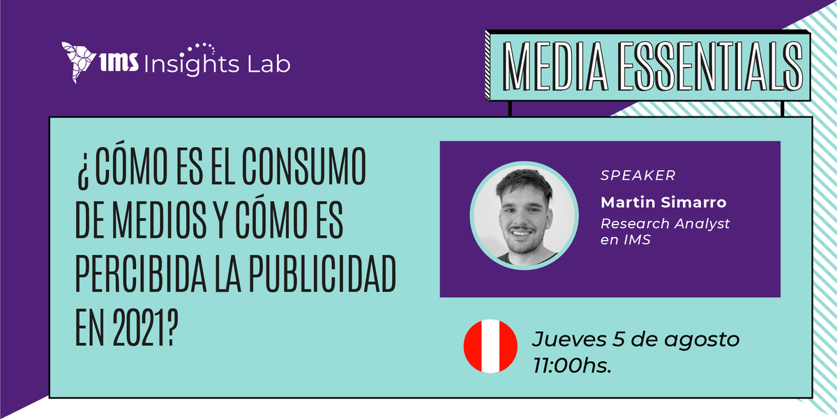 iabperu's tweet photo. Los invitamos a participar del webinar de nuestro socio @IMSCorp donde compartirán detalles y métricas sobre el consumo de medios y la percepción de la publicidad en el país.
Registro aquí 👉 https://t.co/Nym5oKlQoc
#IMSInsightsLab https://t.co/p2dXdkd8eJ
