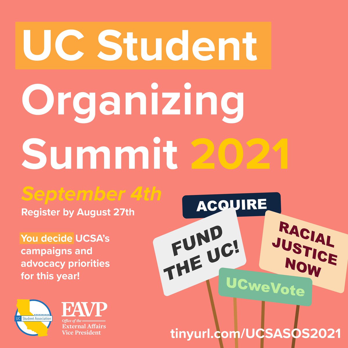 ASUCAAVP's tweet photo. What if we registered for the @_UCSA Student Organizing Summit and voted on UCSA’s priorities for the coming year to make a UC education more inclusive and affordable 🥺😳🙈 https://t.co/1K7Fx52VrH https://t.co/50TIS63vmu
