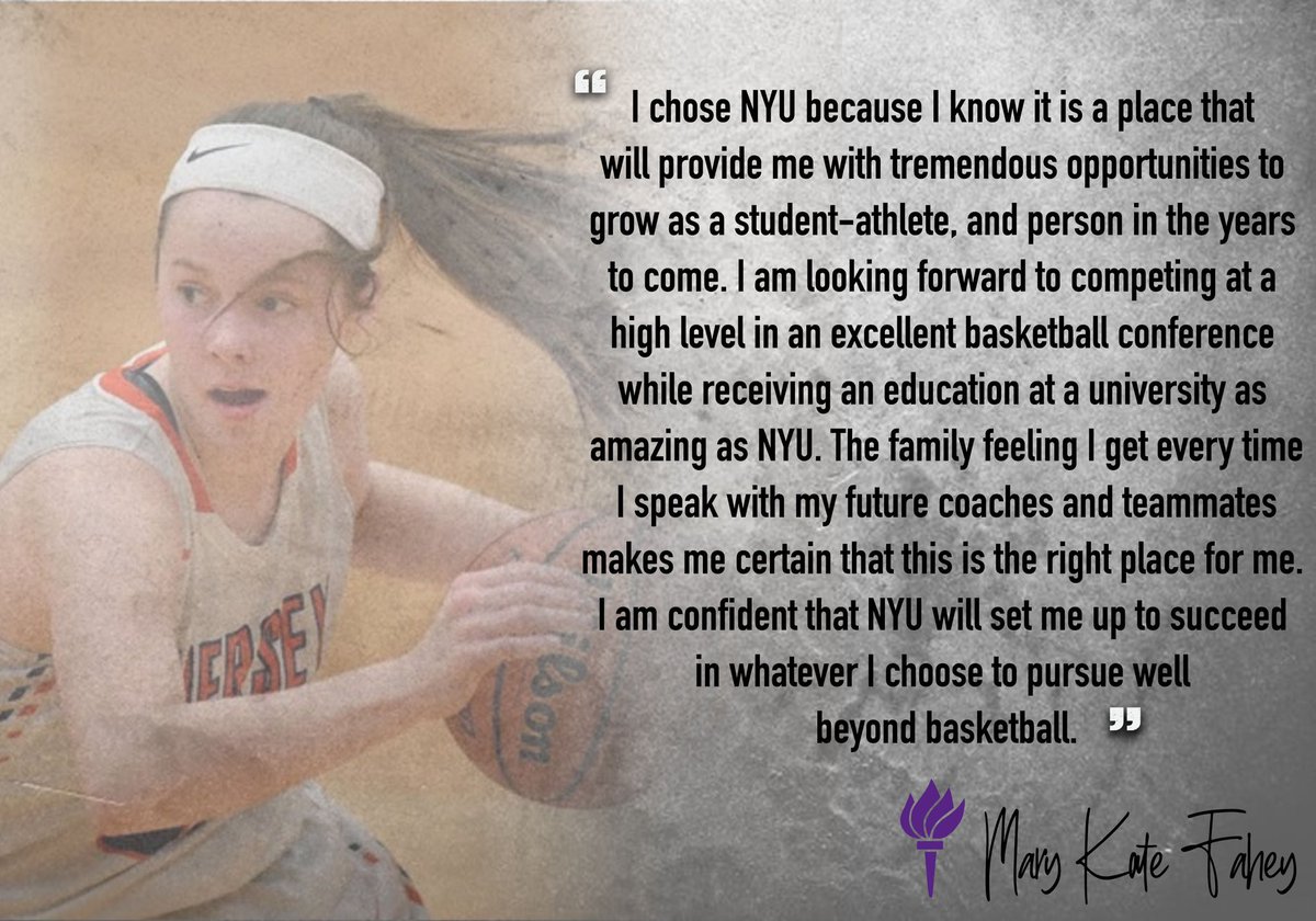 nyuwomenshoops's tweet photo. Thrilled to start introducing our newest Violets! Welcoming freshman point guard from Arlington Heights, IL @marykatefahey_ to our NYU family 💜 https://t.co/AOjinqU4LL