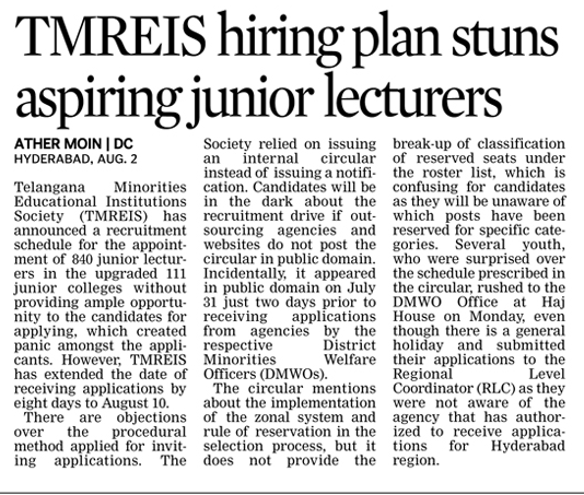 athermoin1's tweet photo. TMREIS hiring plan stuns aspiring junior lecturers
https://t.co/LC6GInd1Am
#ResidentialColleges #Minorities #Muslims #Appointments #Reservations #DateExtended #Education #Hyderabad #Candiates https://t.co/gHMLQkMDqv