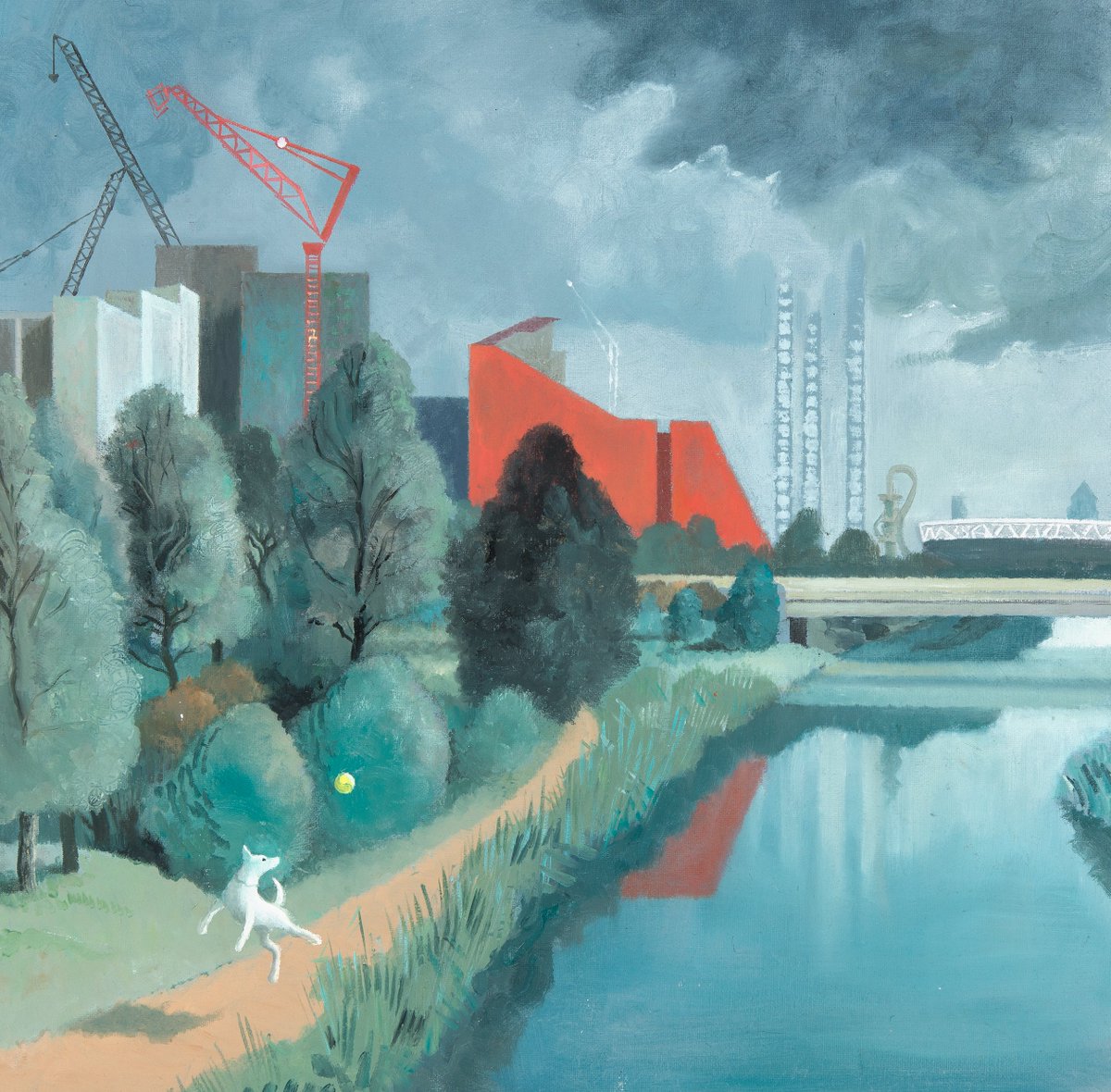 Cranes at Olympic Park, painted for Landscape Artist of the Year, Sky Arts.