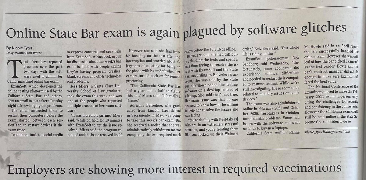 Dr. Pilar M.H EscontrĂas (@xicanarebelde) on Twitter photo Coverage on the failure that is the online bar exam in @LADailyJournal. Thank you <a href="/nicoletyau/">Nicole Tyau</a>. Coverage on the failure that is the online bar exam in @LADailyJournal. Thank you <a href="/nicoletyau/">Nicole Tyau</a>.