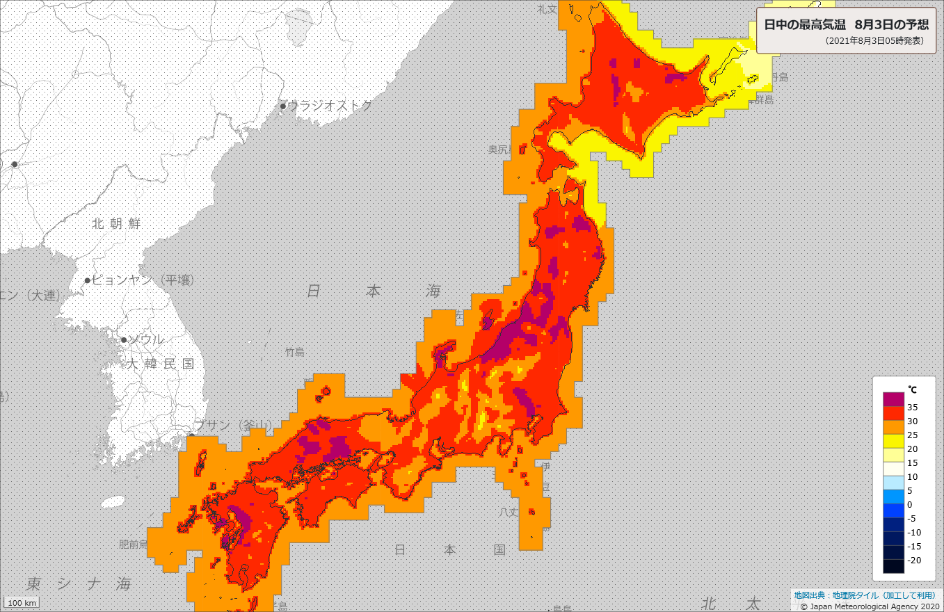 荒木健太郎 本当に危険な暑さになります 今日3日の最高気温は長岡38 新潟 山形 福島37 など各地で猛暑日予報です 東京 神奈川 千葉 群馬や北海道石狩 空知 後志のほか 宮城 新潟 岡山 広島 福岡など広い範囲で熱中症の危険度が極めて高く