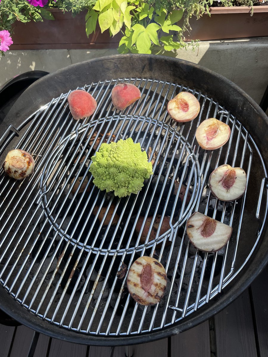 Stone fruit seconds from @Natoora ($3 a pound I believe) and golden beets. The fruit got grilled until the natural sugars began welling up as syrup on the flesh surface, and will go into homemade peach ice cream. The beets were charcoal roasted and will go into salads