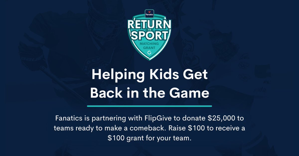Attention US FlipGivers 🇺🇸
We are partnering with Fanatics to donate $25,000 to US teams ready to make a comeback. Raise $100 to receive a $100 grant for your team.

Learn more: ow.ly/vK5h50FIWpo