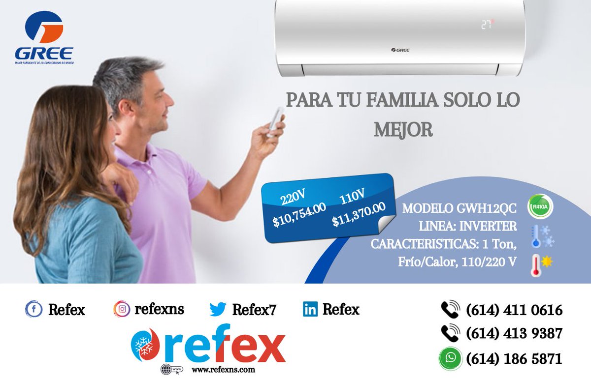 Refex7's tweet image. Consiente a tu familia #clima #minisplit #refex