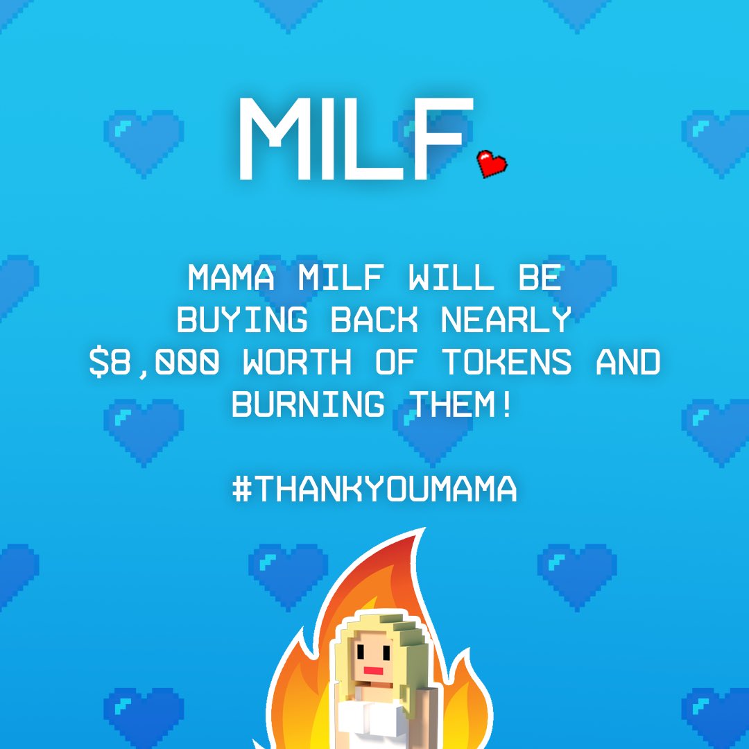 MilfToken's tweet photo. #MamaMilf will be doing her first buyback burn tonight!! #thankyoumama #milf https://t.co/5EYAsw1lBu