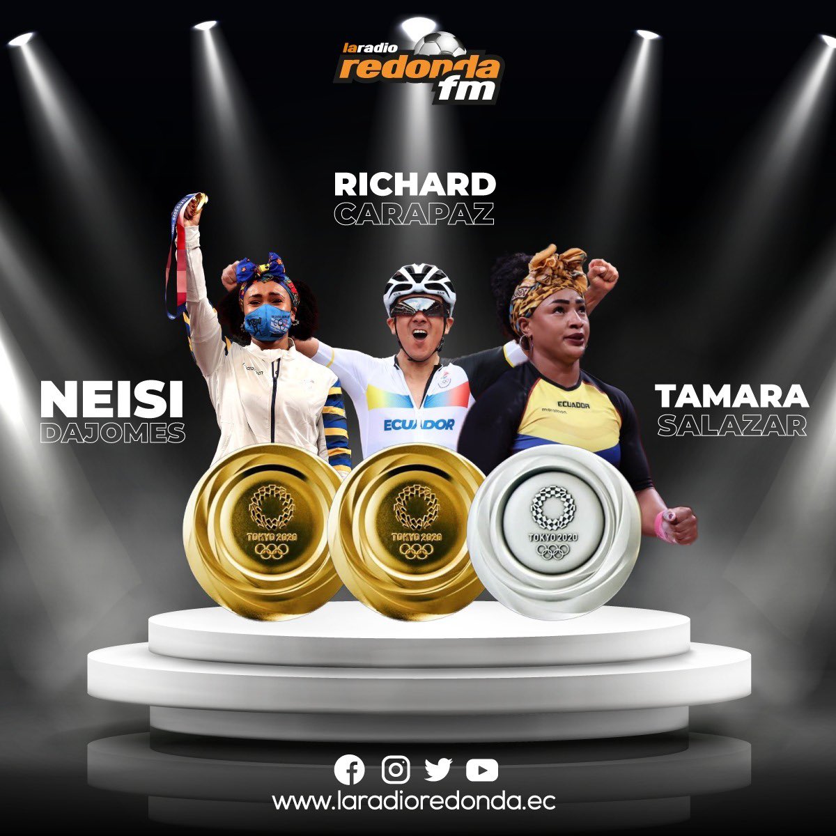 NUESTROS DEPORTISTAS GLORIOSOS 🇪🇨🥇🥈

Aquí está el podio de nuestros ganadores hasta el momento en #Tokyo2020. ¿Qué quisieras decirles a Richard, Neisi y Tamara?

¡Te leemos al aire ahora!

#JJOO2020xLaRadioRedonda 🥇🥈🇪🇨