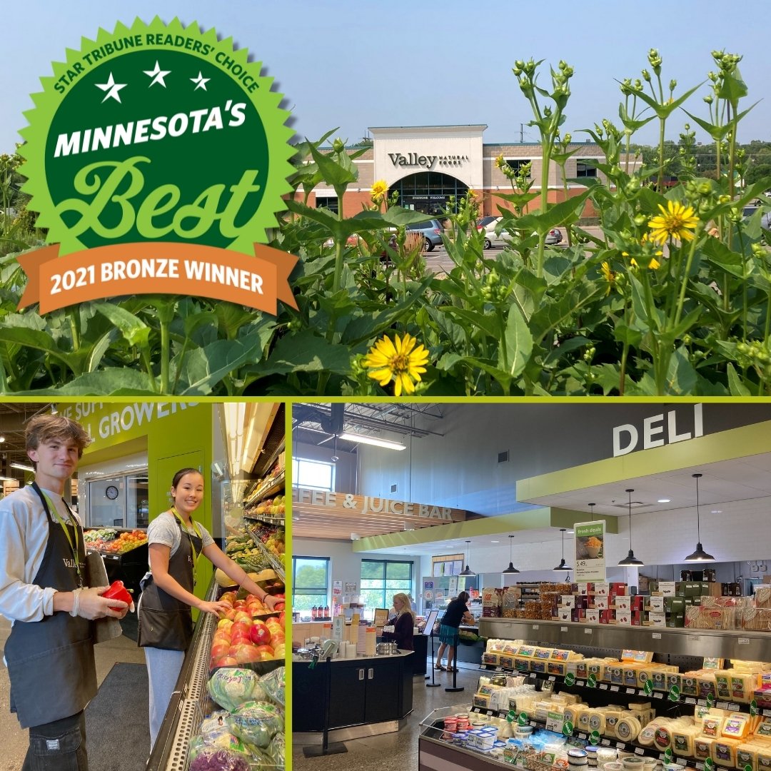 ValleyNatural's tweet photo. We are excited to share that @ValleyNatural has been voted a MN Best top (no. 3) grocery store in the STATE! It was a tough competition. Thank you to all who voted on @VotedMNBest and all of YOU who make VNF such a great place to shop! https://t.co/Qc9qnSUKGt
