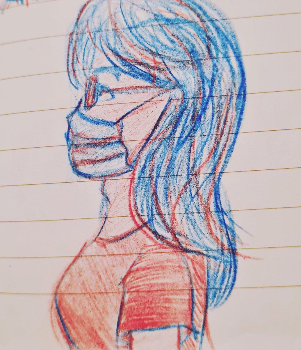 scribblesofaj's tweet image. DAY 8 
A side profile. She's wearing a mask (as we all should do) because I messed up trying to draw the face 😂
#art #draw #drawing #sketch #scribble #ajscribbles