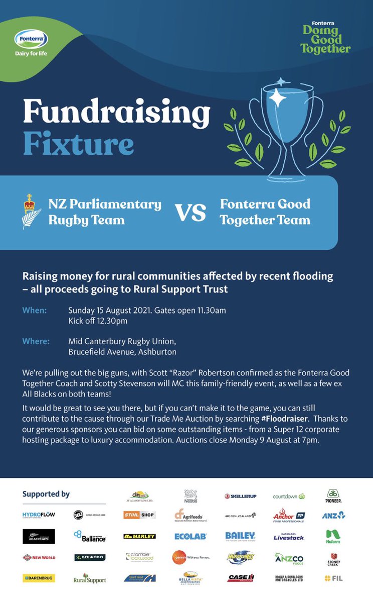 Pretty cool from the team! #Floodraiser on Trademe to support this amazing event 🏉🐄