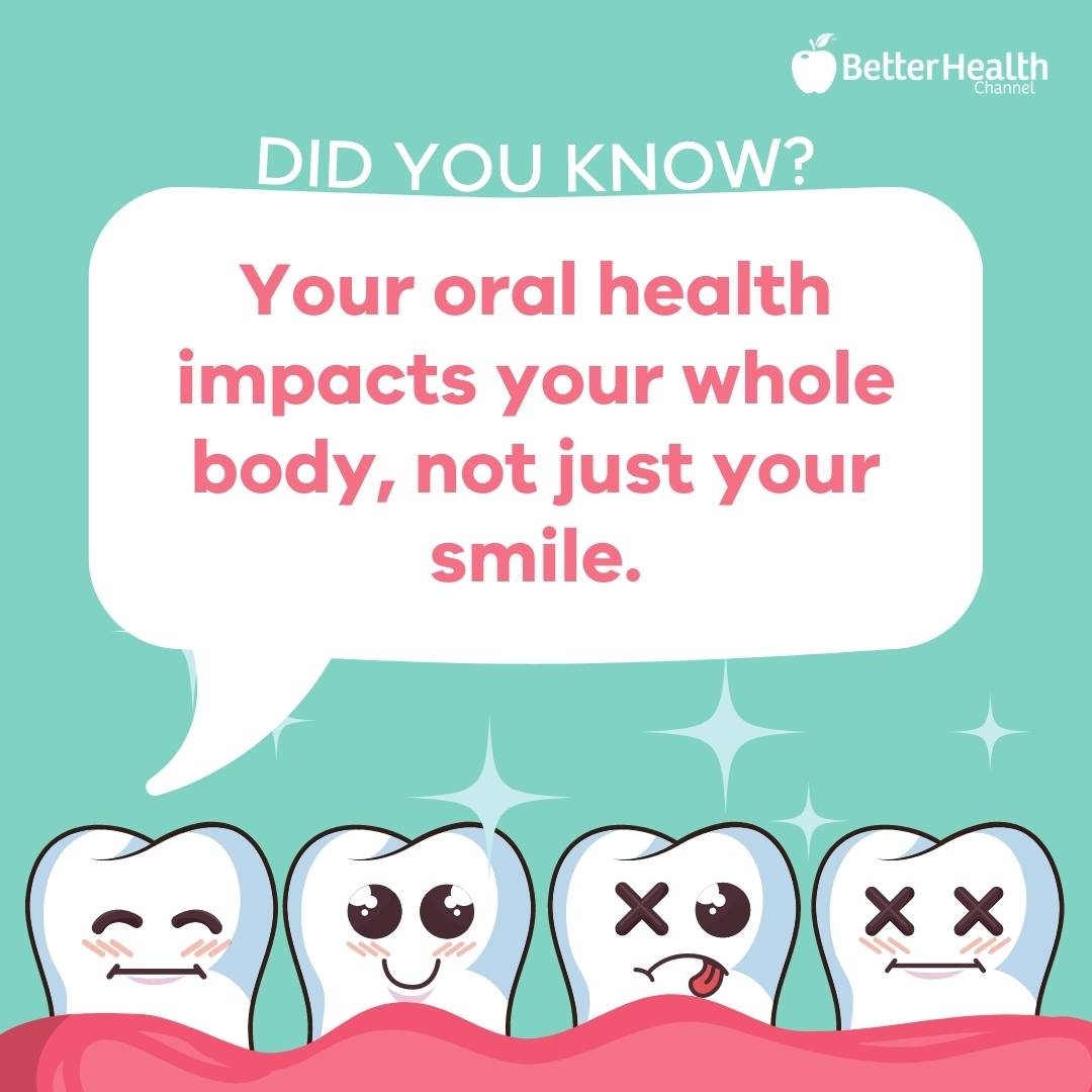 The secret to oral hygiene = brush 2 x daily, floss each night, eat healthy & see your dentist regularly. It keeps teeth & gums gleaming & reduces risk of other diseases like stroke/heart disease too.
So make like it's #DentalHealthWeek every week.
Info: betterhealth.vic.gov.au/health/conditi…