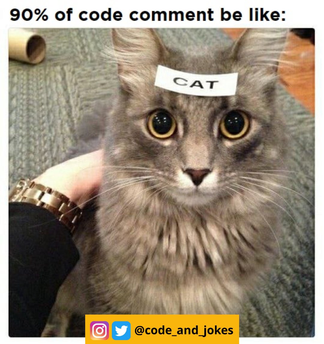 code_and_jokes's tweet image. Please Follow for more coding abd memes joke 😊

#Programming #100DaysOfCode #workspace #GirlsWhoCode #programmingjokes #bigdata #programmingmemes
#webdesign #webdesigner #webdesigners #css #html
#javascript #uxdesign #code #coding #developer #webdeveloper #webdesign #php #Python