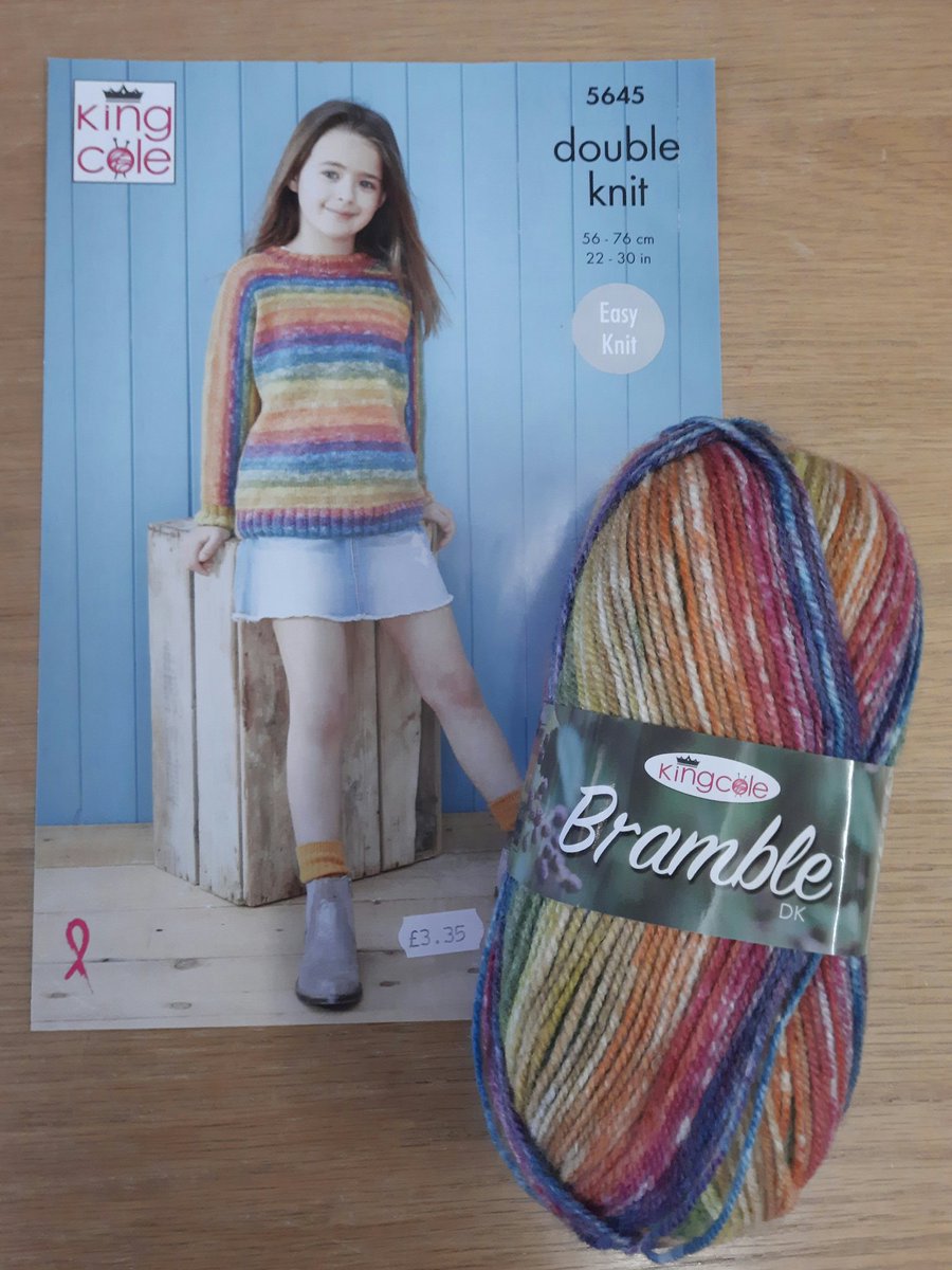 Fabulous self striping yarn love the rainbow colours Kingcole Brambles DK #thelostsheepwoolshop #kingcolebramble #kingcoleyarn #selfstripingyarn #selfstriping #doubleknit #knittingpattern #knit #knitting #childrensjumper #knittingjumper