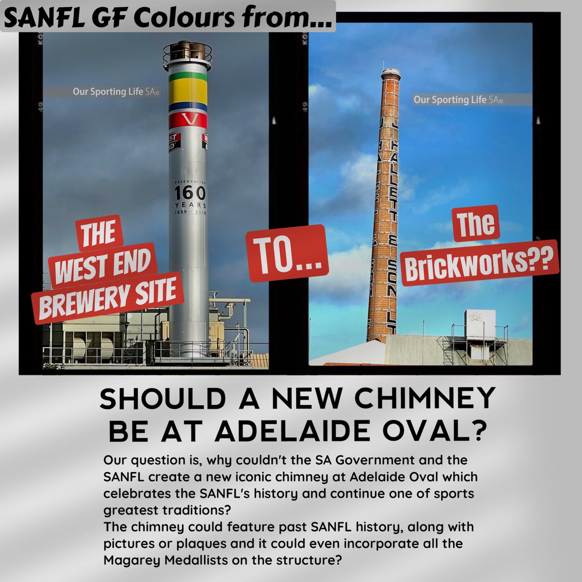 A new chimney or structure should be at Adelaide Oval not at The Brickworks!