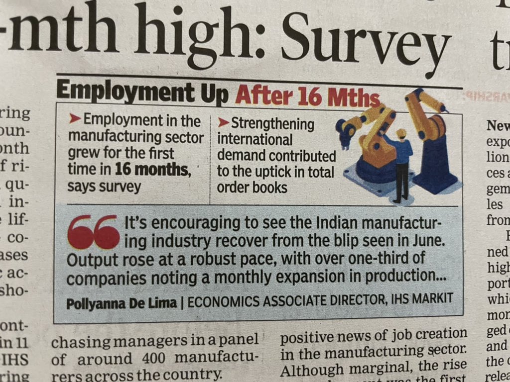 astitvam's tweet photo. Employment in the manufacturing sector grew 1st time in 16 months https://t.co/WgPSjl1tzn