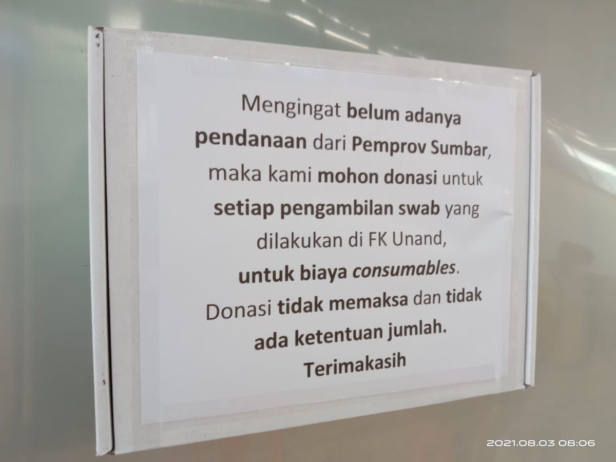 Twitter, Please Do Your Magic

Saya dan kawan-kawan Grup WhatsApp Kawal Covid-19 Sumbar saat ini sedang mengumpulkan donasi untuk Fakultas Kedokteran (FK) Unand. 

Sejak covid mewabah, FK Unand merupakan lembaga terpenting dalam penanganan covid di Sumbar. #BantuFKUnand