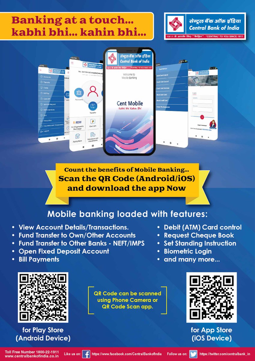 centralbank_in's tweet photo. #CentMobile #DigitalBanking Scan the QR Code (Android/IOS) and download the app now. https://t.co/DIIyPH4VvM